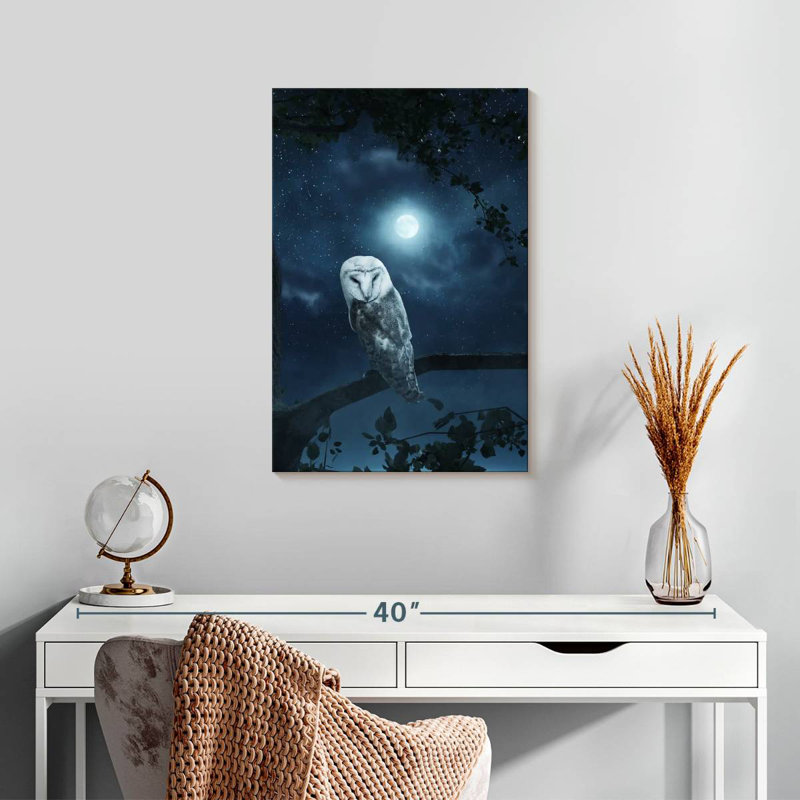 Brampt Owl In Moonlight, 24" H x 16" W