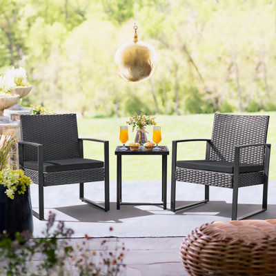 Wicker 2 - Person Patio Conversation Set with Cushions
