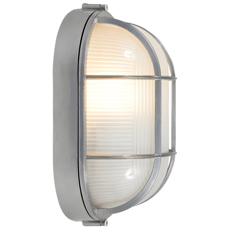 Luminaire d'extérieur à cloison en verre Zurcher, Nickel satiné, H 4,25 po x l 8,25 po x P 3,5 po