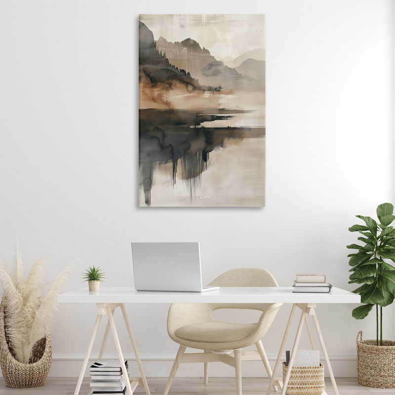 Layered Opaque Mountain Reflection Canvas, design by LSR Creative Studio, 45" H x 30" W