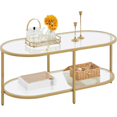 Oval 2-Tier Glass Center Como