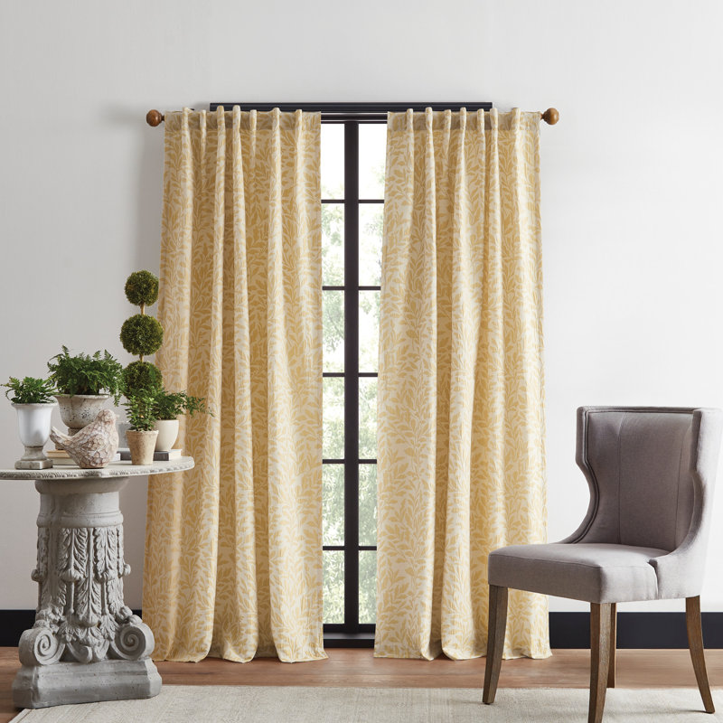 Martha Stewart Vineyard Gold Curtain Panel Pair, 50" W x 95" L