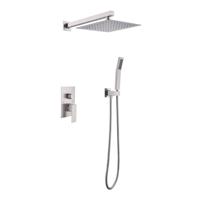 Mélangeur de luxe pour salle de bain à pomme de douche 10 pouces - Fixation murale, buse autonettoyante, conforme à la norme américaine