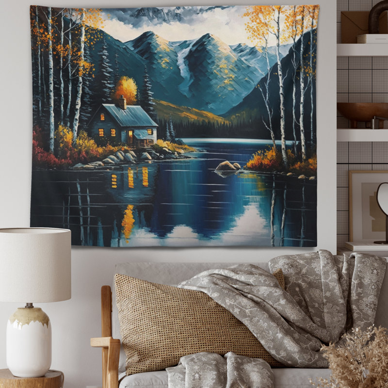 Tapisserie en polyester avec des punaises, H 32 po x l 39 po