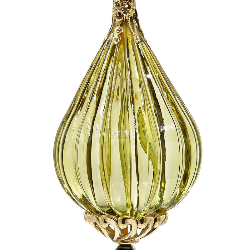 8.7" Bronze and Ivory Acrylic Teardrop Tassel Ornaments - Set of 12