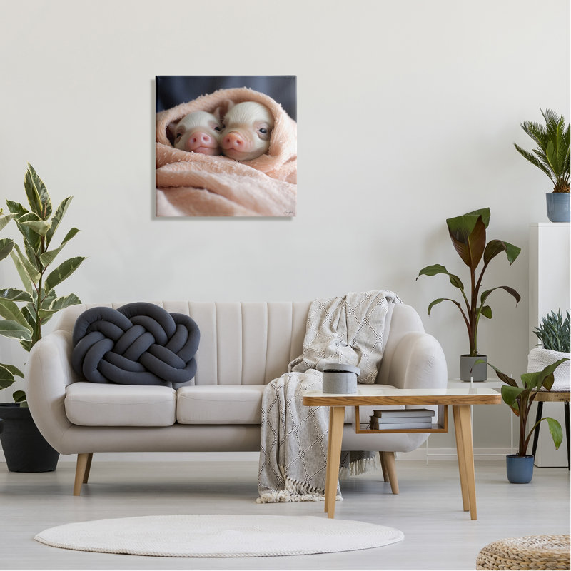 «Cuddling Sleepy Piglets» par Roozbeh, H 24 po x l 24 po x P 1,5 po