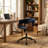 Comfortable Adjustable Office Chair With Padded Seat And Back, Swivel Computer Desk Chair With Wheels, Blue-542616112
