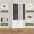 Fluted Storage Cabinet With Glass Door And 2 Drawers, Modern Display Storage Cabinet-111080674
