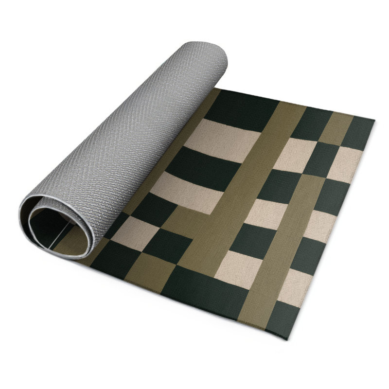 Tapis d'intérieur et d'extérieur à carreaux vert, Rectangle 5 pi x 7 pi