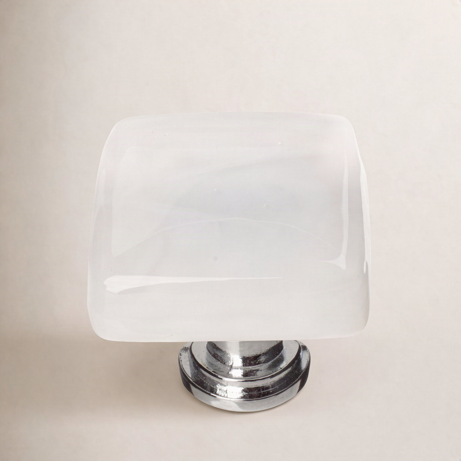 Cirrus Square Cabinet Knob, Polished Chrome, White
