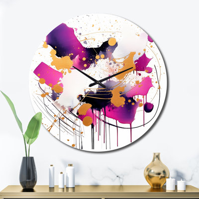Horloge murale - Abstractions murales mauves et mauves - formes abstraites