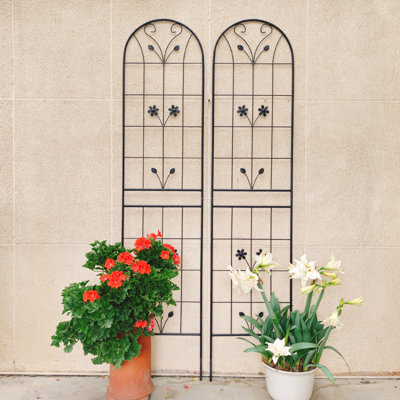 4 Pack Metal Garden Trellis 86.7" X 19.7" Rustproof Trellis For Climbing Plants Outdoor Flower Support Black