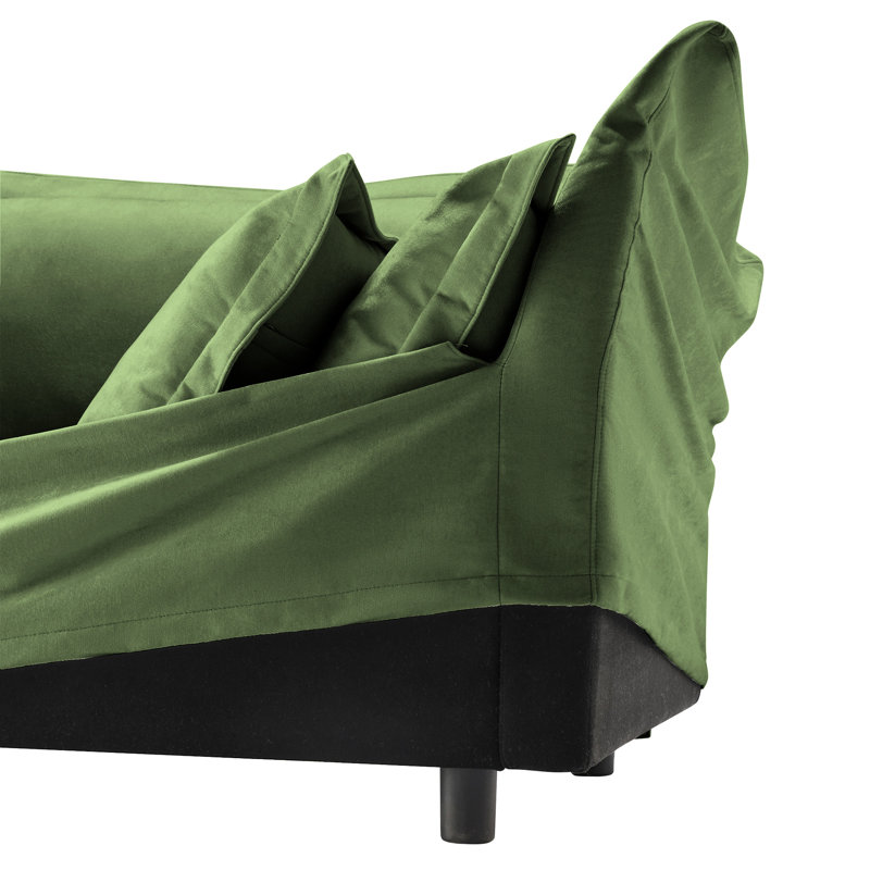 Comfy chenille 2, coussin rembourré et housse amovible pour une utilisation quotidienne compacte à 2 places, Chenille verte
