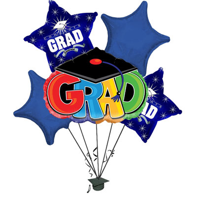 PMU Graduation Congrats Grad Cap Balloon Bouquet 5pkg Pkg1