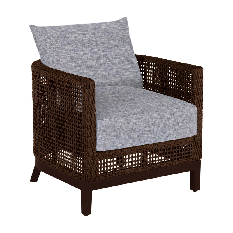 Peninsula N-Dura Resin Wicker Outdoor Barrel Chair, Mahogany/Chestnut, No welt + Standard fill, Paper Sky