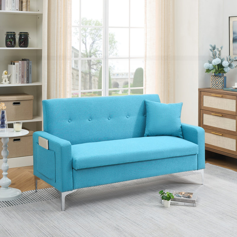 57-inch Comfortable Double Sofa, Blue