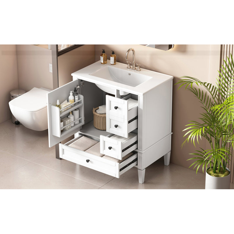 Meuble-lavabo 30 po avec lavabo en céramique, Blanc