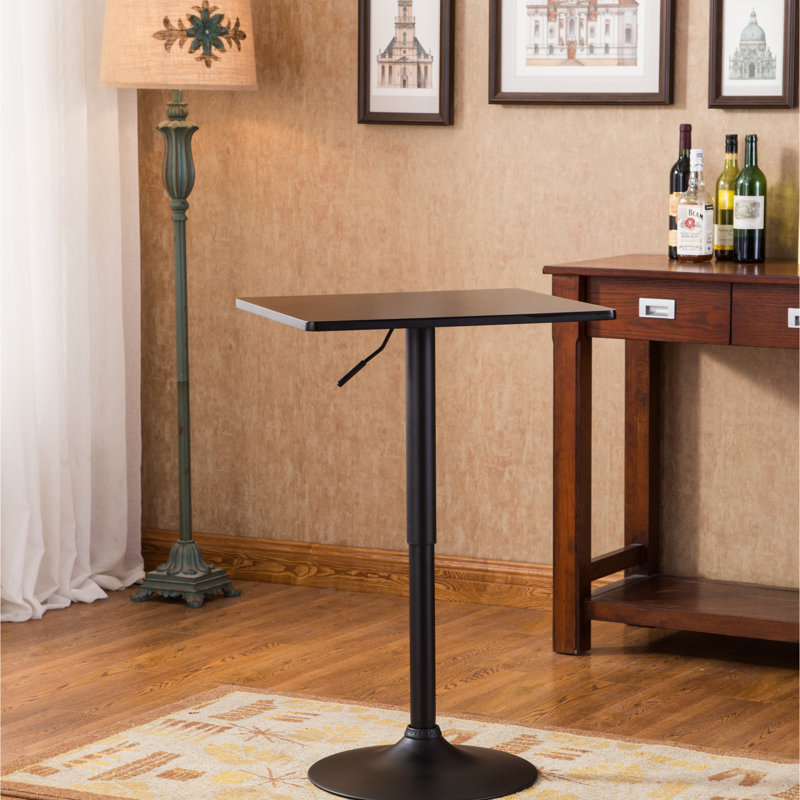 Table de bar à hauteur réglable en métal avec plateau carré - 26 po et 36 po style contemporain