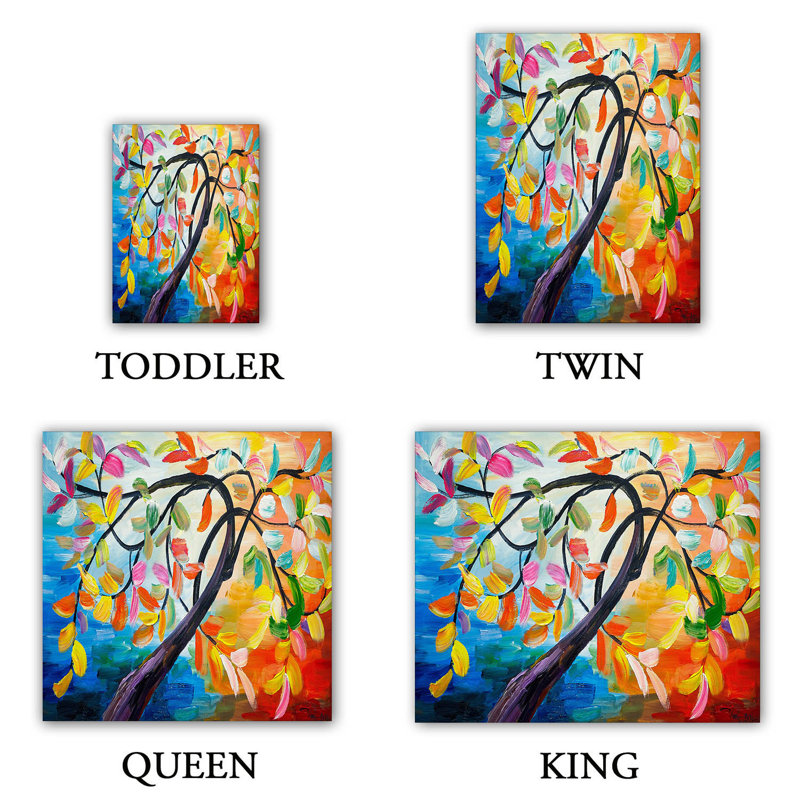 Ensemble de housse de couette color tree iv, 1 housse de couette grand + 2 taies standards