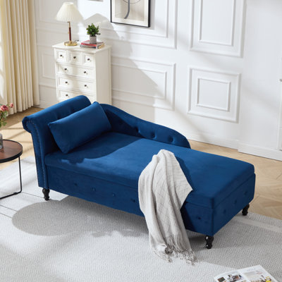 Méridienne surdimensionnée rembourrée en velours avec rangement caché L 74 po Maci