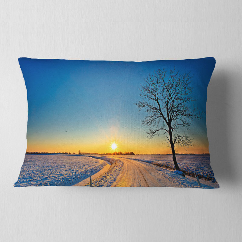 Coussin Designart "Distant Sunset in Winter" Designart
