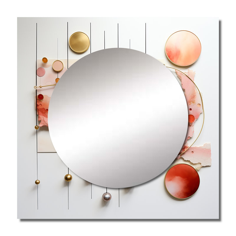 Railynne - Grand miroir carré géométrique pour décoration murale, 36 po x 36 po