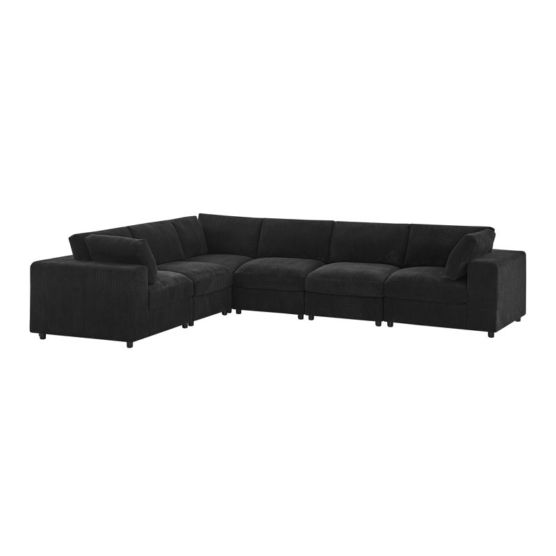 Canapé modulaire rembourré en velours côtelé bamppieles, Velours côtelé noir
