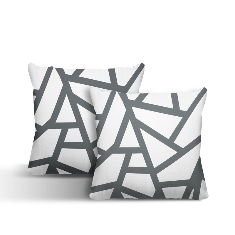 Oreiller carré intérieur / extérieur Ritz Abstract, Gris, L 17 po x H 17 po