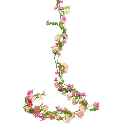Artificielle marguerite fleurs vigne soie fleurs sauvages guirlande printemps fausse fleur vigne suspendue lierre rose marguerite en plastique vert feuilles pour manteau de fête murale arche de mariage décoration florale intérieur extérieur