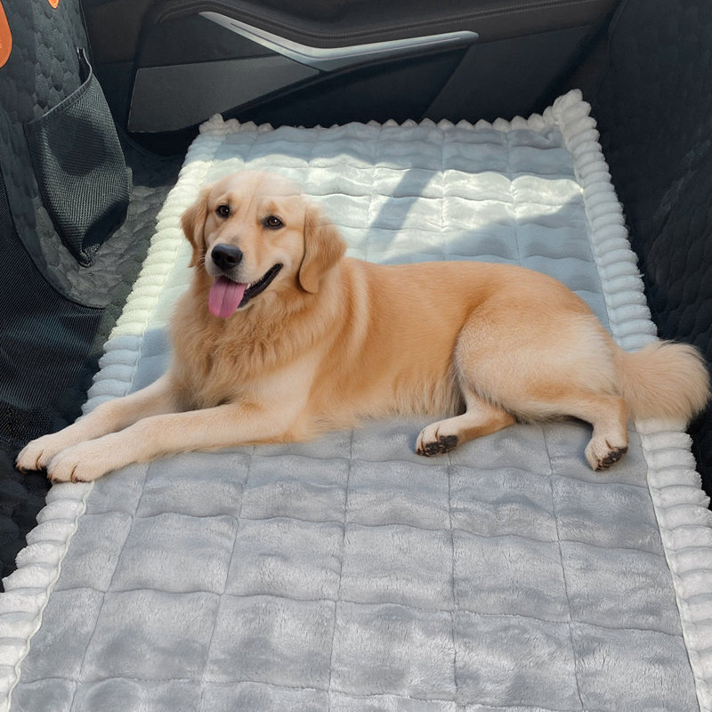 Dog Car Seat Cover, Non-Slip Bench Protector Mat Compatible With Backseat Extenders For Cars, Trucks & Suvs, Light Gray