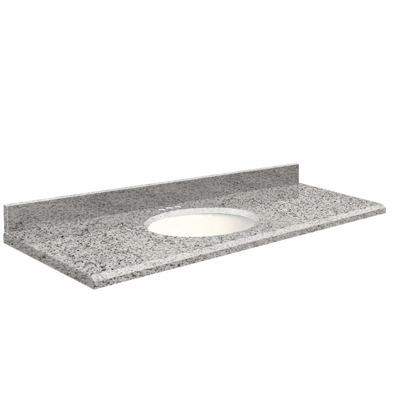 Dessus de salle de bain simple 61 po meuble-lavabo, Perle bleue, Centré de 8 pouces, Blanc