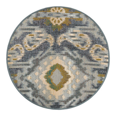 Tapis intérieur / extérieur bleu / gris Newt Ikat