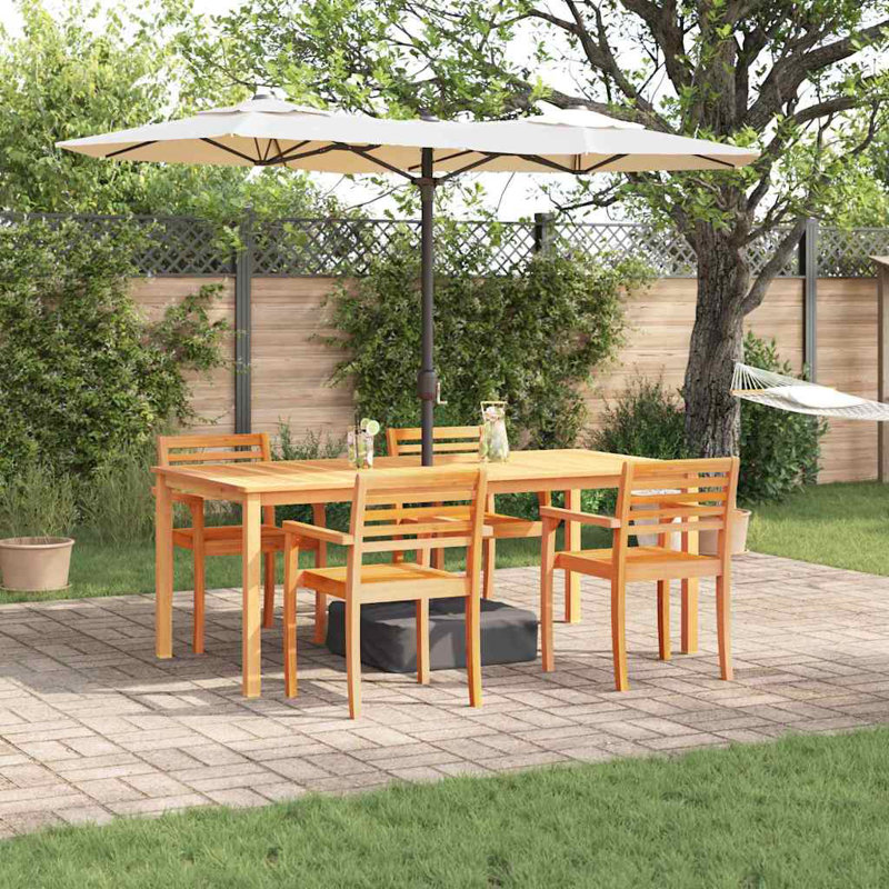 6 - Person Acacia Wood Patio Dining Set with Rectangular Table