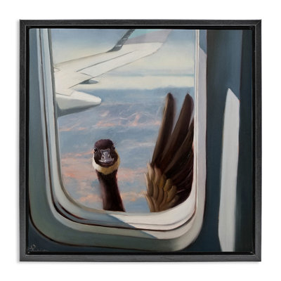 «Goose in Air plane Window Scene», art mural encadré par Lucia Heffernan