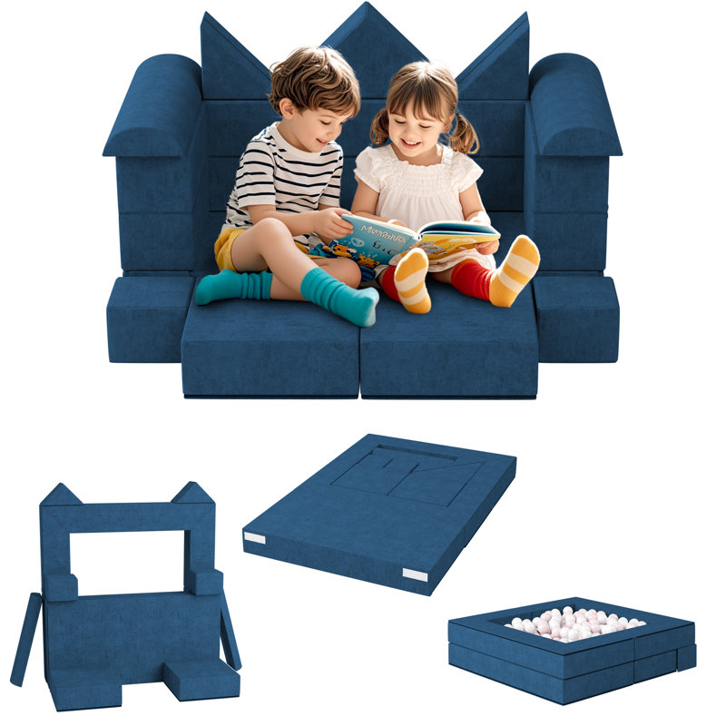 Modular Kids Play Couch, Blue