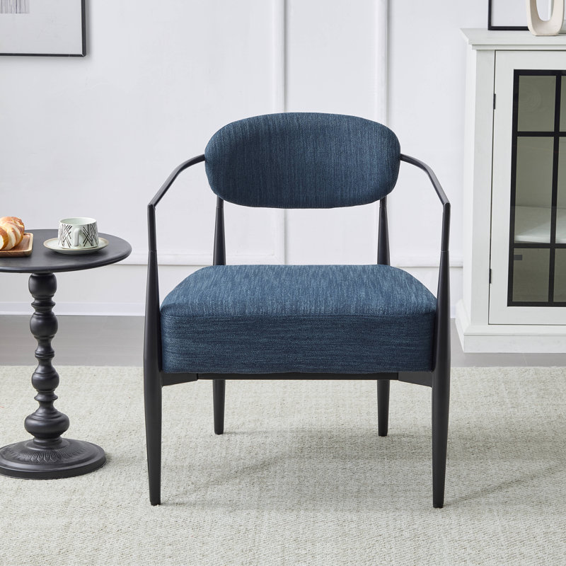 Fauteuil d'appoint rembourré en tissu Terrell, Noir, noir, noir, noir, Polyester bleu marine