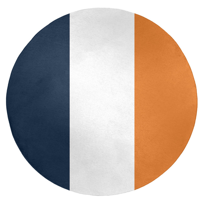 Tapis bleu/orange area, Rond 5 pi