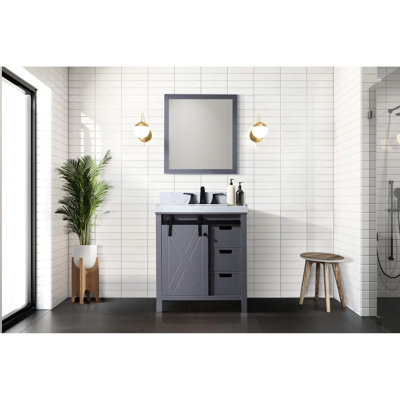 Dark Grey 30 In. X 22 Bath Vanity With 28 Mirror - Assembled Cabinet Thoughtful Storage Design W D Fully Three Drawers And Interior Space