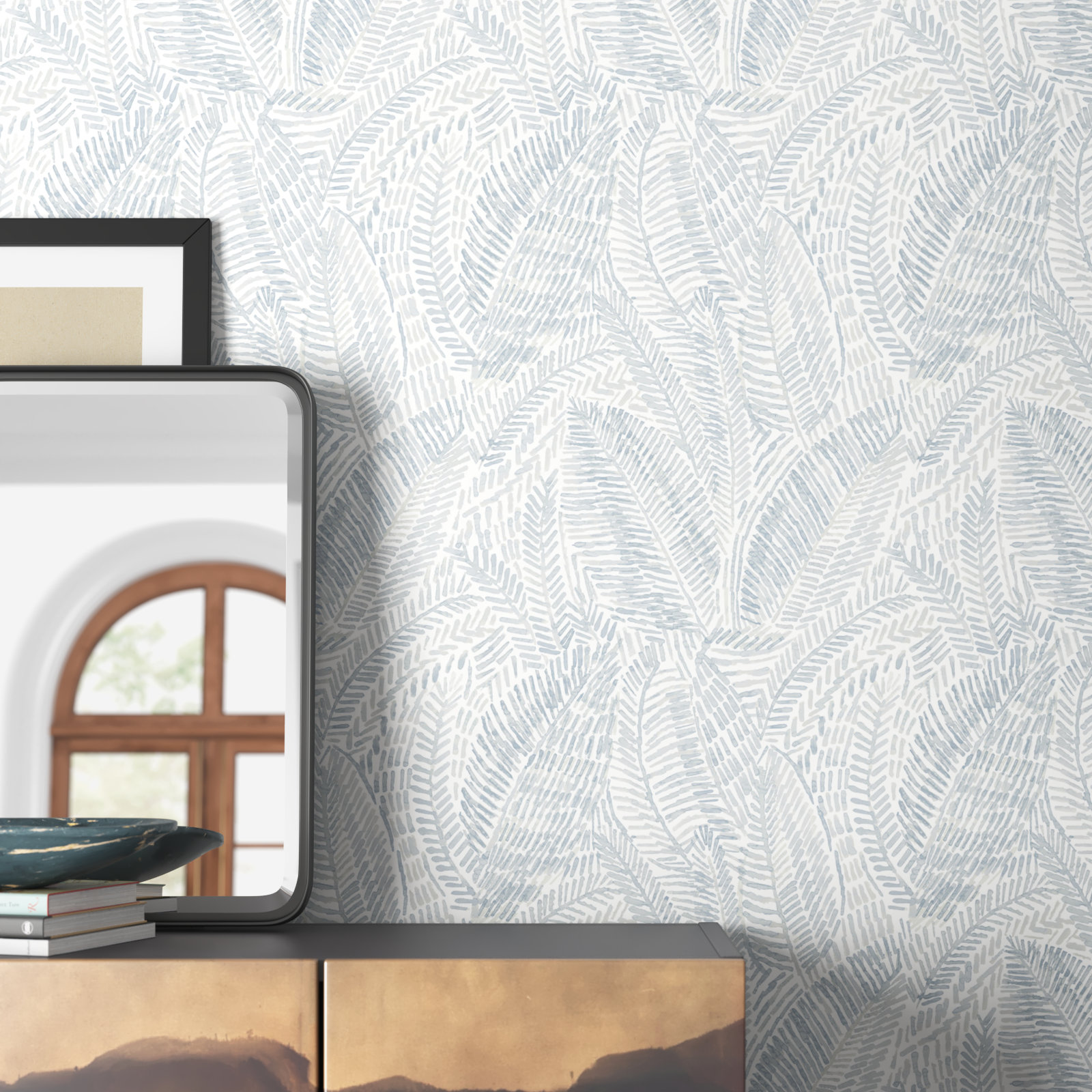 Eline Botanical 33' L x 20.5" W Wallpaper Roll, Blue