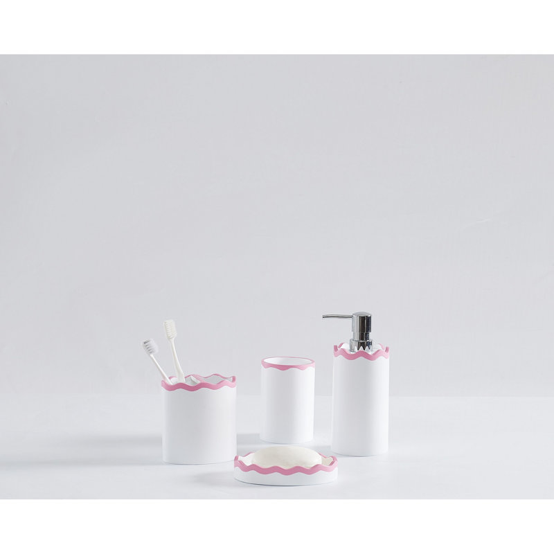 Ensemble d'accessoires pour salle de bain SCOUT Ric Rac, Blanc / Rose