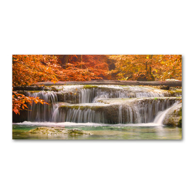 Waterfall In Autumn - Wrapped Canvas Print