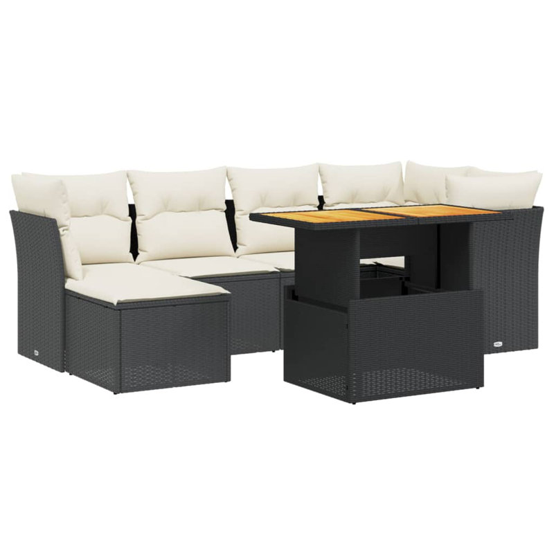 Vidaxl Garden Sofa Set With Cushions, Black, White