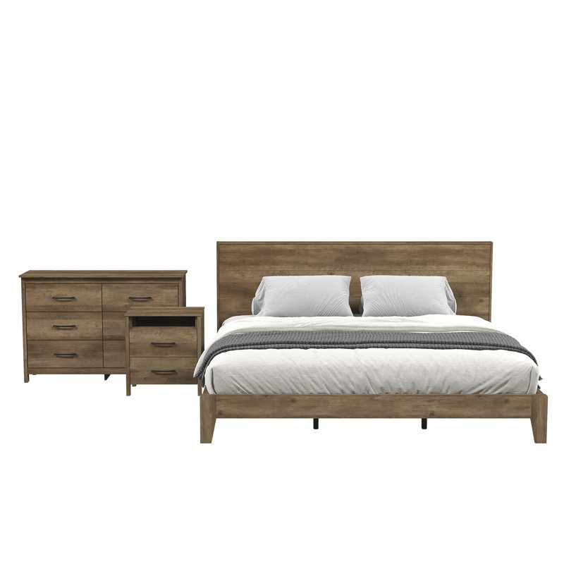 Allysyn Holmes 3 Piece Bedroom Set, Knotty Oak, King