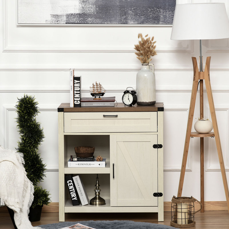 Buffet, armoire de rangement de style campagnard, Brun / blanc délavé