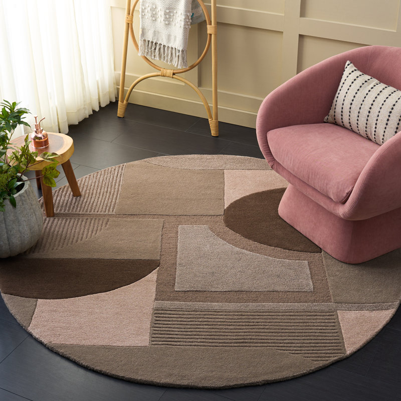 Fifth Avenue Hand Tufted Viscose,Wool, Cotton Geometric Indoor Rug, Round 6'