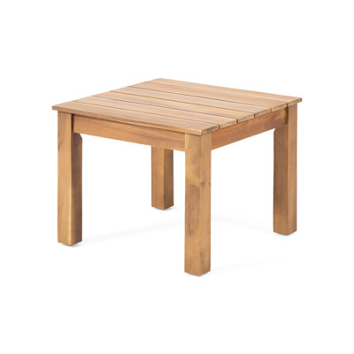 Wood Side Table With Minimalist Appeal, Slat Top, 19.85W X 19.85D 14.56H, Brown, Assembly Required Modern Design Table, Minimalist, 19.85In Width Depth 15In Height,