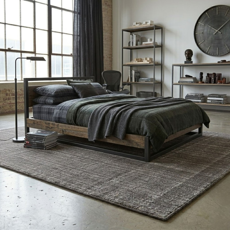 Bakstran Hand Woven Wool Gray Area Rug, Rectangle 5' x 7'6"
