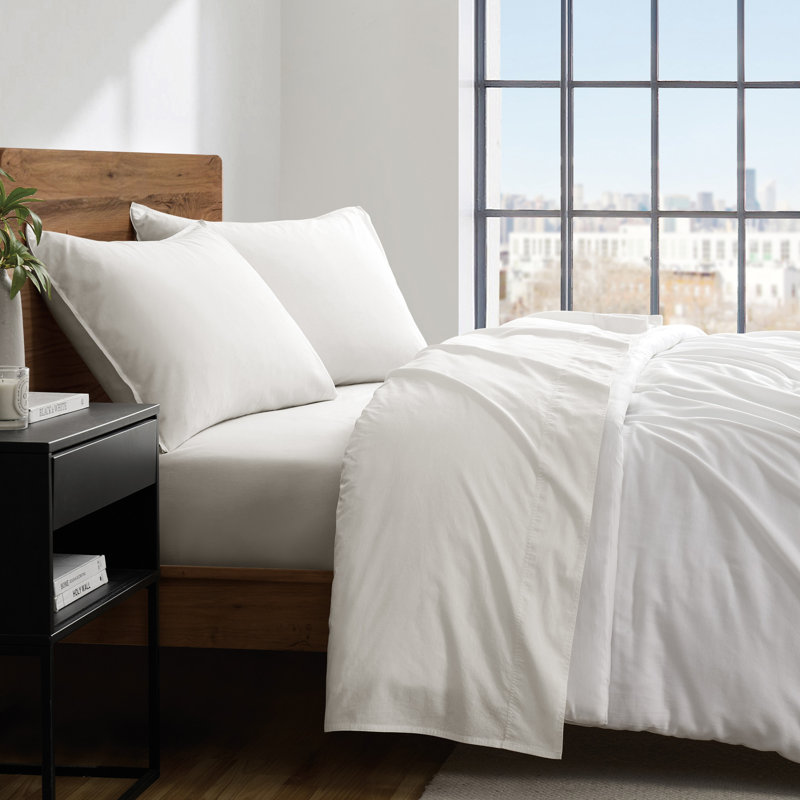 DKNY Vintage Washed Cotton Kg Sheet Set , White, King Sheet Set