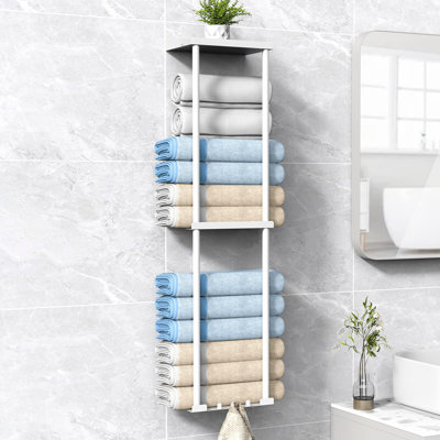 Wall mounted vertical towel rack