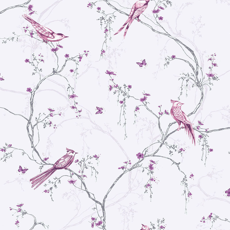 Superfresco Easy Songbird 10m x 52cm Matte Wallpaper Roll, Lilac